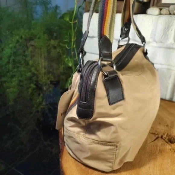 Retro Rainbow Strap Nylon Bag with tethered mini purse - Picture 7 of 16
